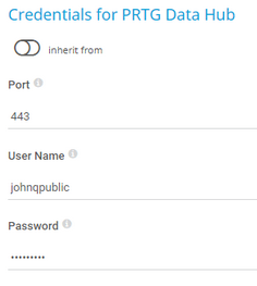 Credentials for PRTG Data Hub